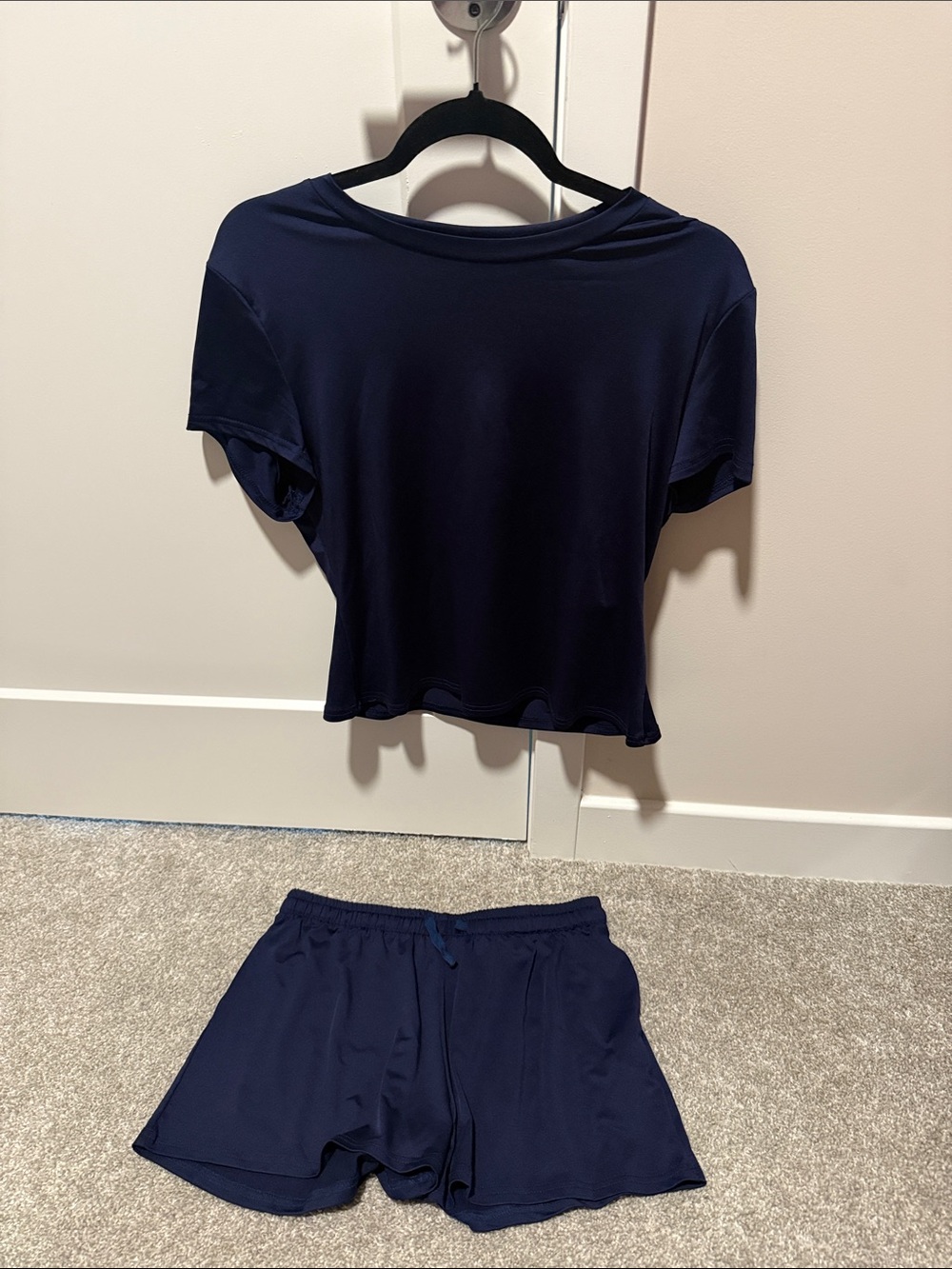 Navy Short Sleeve Top and Shorts Set
